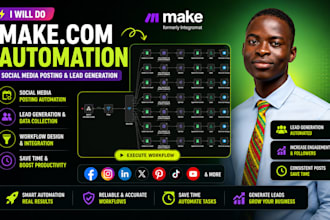 do n8n social media automation, n8n lead generation, make com social media post