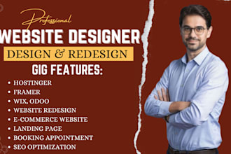 design and redesign squarespace, wix, odoo, hostinger, and framer websites