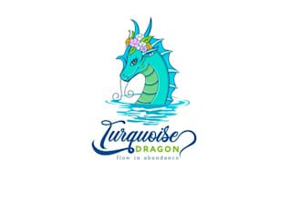 design mythical water dragon attracting young female logo