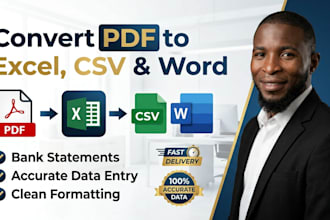 convert PDF bank statements to accounting ready excel or CSV