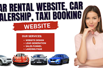 build car rental website,car dealership,taxi booking, app, landing page,wix
