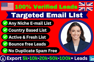 do niche targeted verified email list, b2b, bulk email list for email marketing