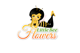 create next little bee flowers logo design