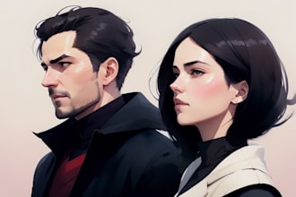 draw a watercolor couple portrait
