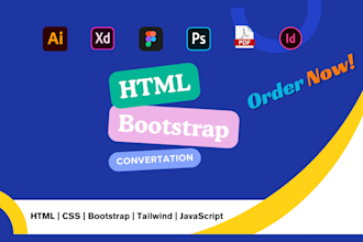 convert figma to HTML, xd to HTML, PSD to HTML, bootstrap 5, tailwind, CSS