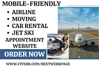 design airline website hotel booking car uber airline  jet ski rental website