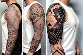 create sleeve tattoo design in geometric style