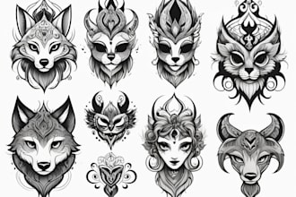 do custom design cartoon style for brand or tattoo