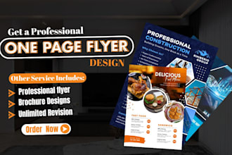 design a promotional one page flyer design for your business, events and sports