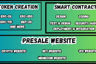 create bep20, erc20 token, staking presale website, ico website, smart contract