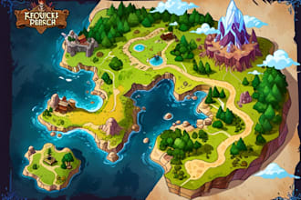draw 2d rpg fantasy map, landscape, dndart map design
