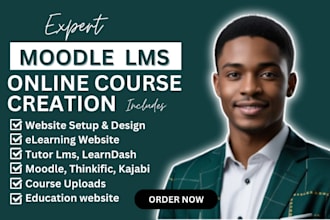 setup online course creation moodle lms website membership lms website