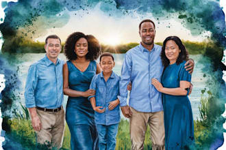 custom watercolor family portrait from photo