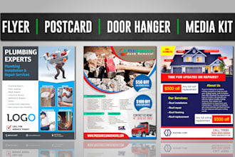 design door hanger, flyer, postcard for hvac, roofing, solar, junk removal