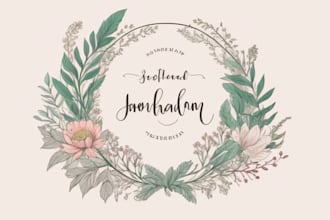 design a hand drawn feminine botanical boho logo