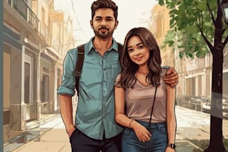 create couples art vector portrait