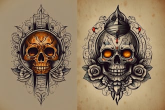 create a traditional or old school style tattoo design