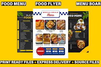 do design food menu, food flyer and restaurant manu