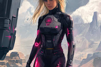 draw fantasy character or sci fi illustration and sci fi art