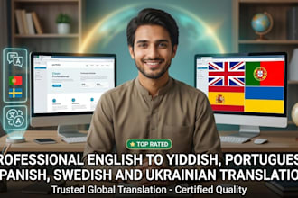translate yiddish, portuguese, spanish, swedish and ukrainian professionally