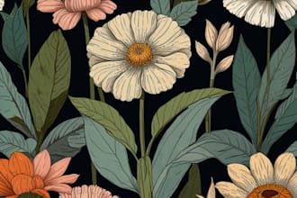 draw line art illustration botanical and flower beautifully