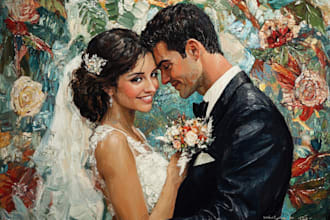 create a couple portrait, wedding illustration