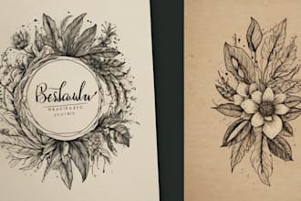 create beautiful hand drawn botanical boho logo