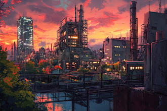 create anime, game, and visual novel background painting