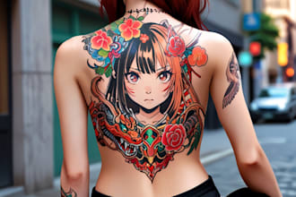 draw anime manga or japanese theme for your tattoo