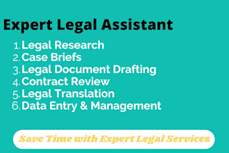 your legal assistant to help in research ,drafting, contract and more