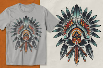 do t shirt design with traditional tattoo in my style