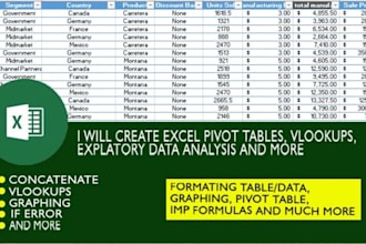 create and fix excel vlookup, pivottables, and data analysis