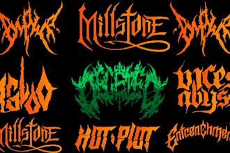 draw a metal band, grindcore, deathcore logo within a day