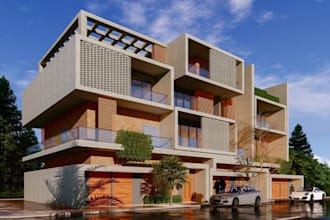 render architectural commercial building, gym, lounge, hotel design, walkthrough