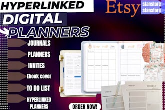 do etsy hyperlinked digital planner, etsy stan store product design