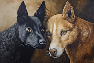 do realistic digital pet portrait dog, cat, horse