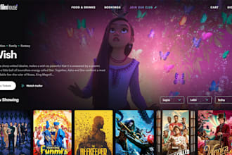 design a professional cinema website, film, theater with streaming platforms