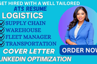 write logistics, transportation, supply chain, warehouse, fleet manager resume