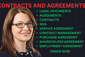 be your lawyer for legal agreements, contract, terms and conditions, mou or nda
