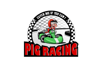 make awesome pig racing sports logo