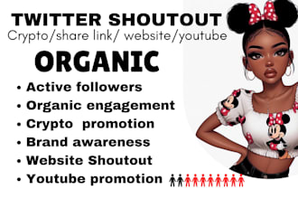 shoutout twitter, promote website, share link, app, crypto, to yt, ig, tiktok