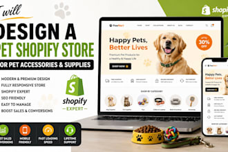 design a pet shopify store for pet accessories and supplies