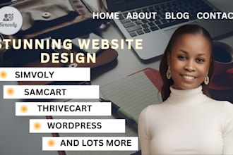 build salesfunnel and website on simvoly, thrivecart, samcart, kajabi website