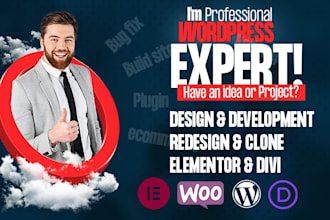 design, redesign or clone wordpress, ecommerce website by elementor pro or divi
