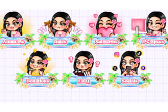 draw twitch emotes pixel art emotes chibi sub badges for vtuber, discord, kick