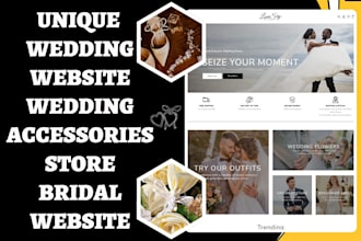 design unique wedding website wedding accessories shopify store bridal website