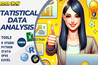 perform statistical data analysis using python, rstudio, stata and spss