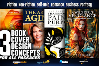 do 3 unique book cover design, ebook cover, and kindle cover