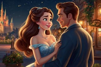 draw you cute lovely disney couple portrait