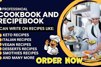 write  high quality recipes cookbook, recipe book, meal plan and do KDP format